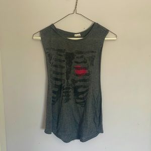 Women’s XS grey rib cage print muscle tee. Brand is Garage.
